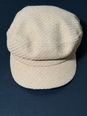 O’Neill Newsboy Cabbie Hat Beige Wool Blend Herringbone Cap OS Tan